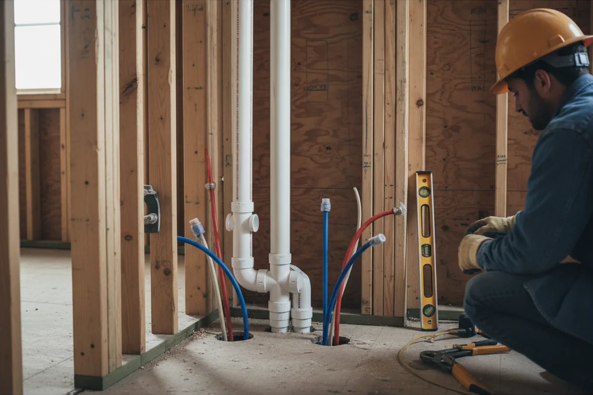 Drain and supply rough-in during Leak Detection in Florissant